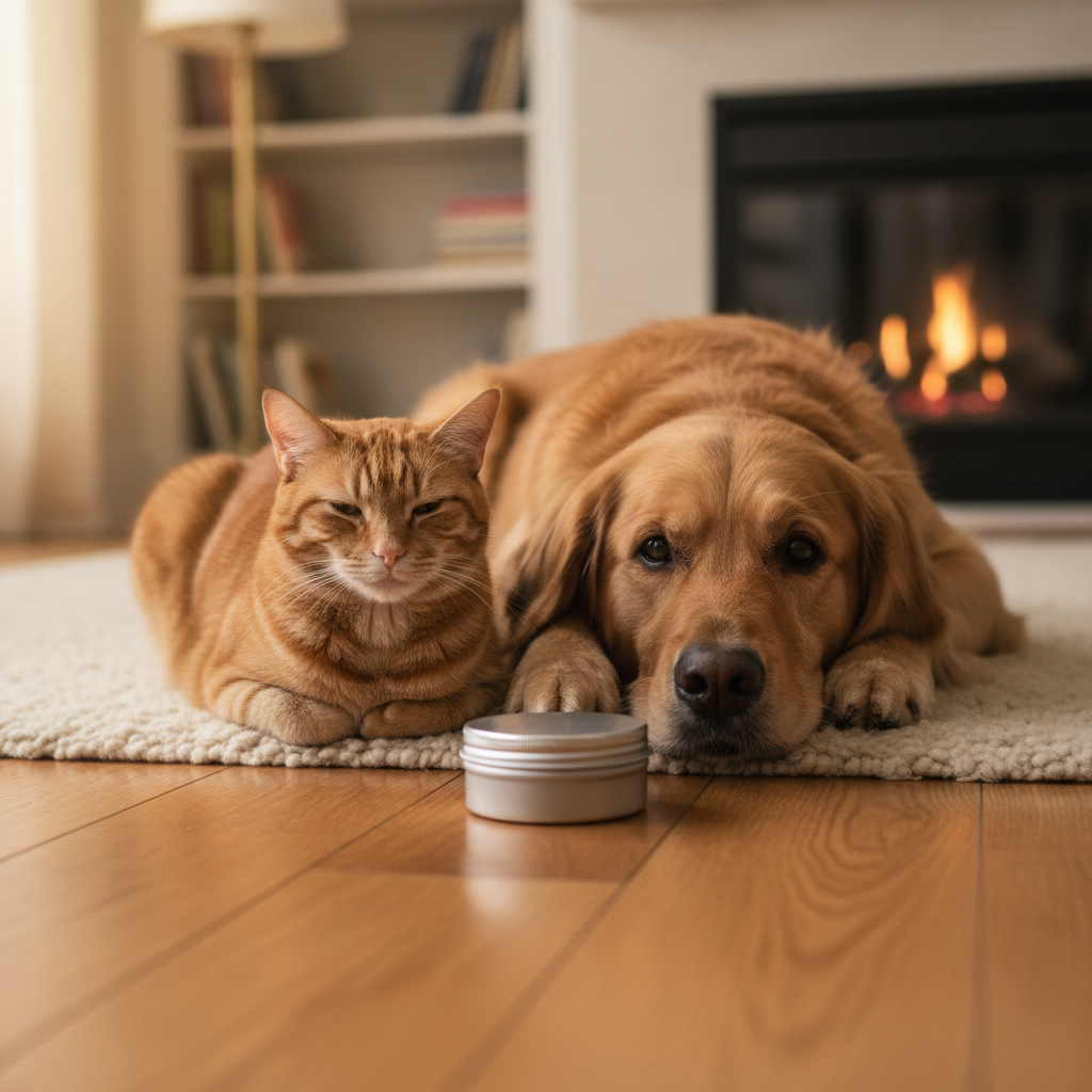 Cat and dog with balm